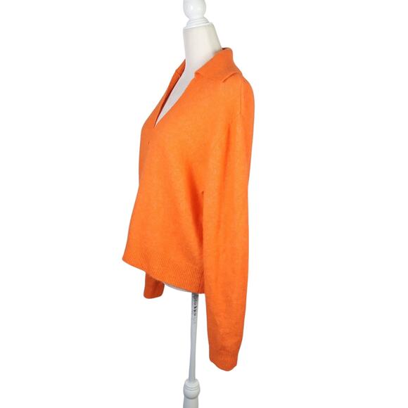 Oval Square Fab Polo Knit Sweater Mandarin Orange Alpaca Wool S - Picture 4 of 8
